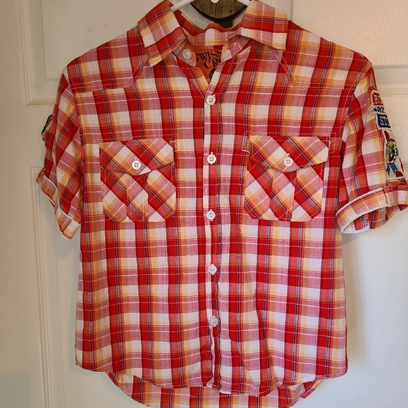 Swiss Cross Boys Casual Short Sleeve Shirt,  Size: 14/16 Color: Red - Picture 1 of 10